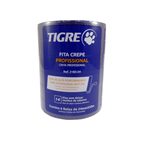 Kit com 6 Fitas Crepe Azul Barreita UV 24mm x 50m Tigre-335556c6-d9b0-450c-bcc8-ed5367bba119