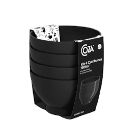 Kit Cumbucas Coza 4 Peças 750ml Preto Plástico 99389/4008