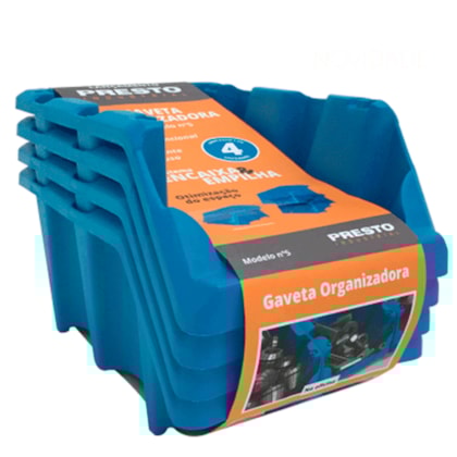 Kit de 4 Gavetas Empilháveis Nº 5 Azul Presto-78685328-f378-488a-bd50-071fdb23103c