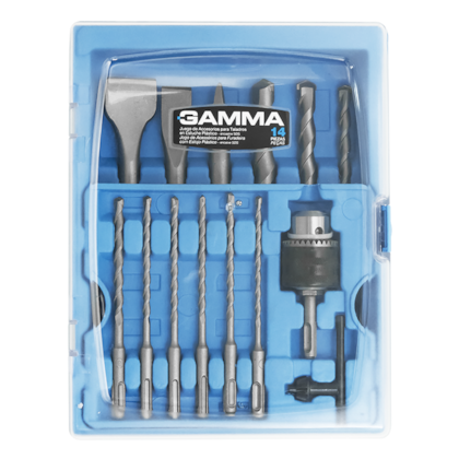 Kit de Acessórios para Marteletes SDS Plus com 14 Peças Gamma-b9948ca8-6f3c-4c43-8a2e-9c51792ede92