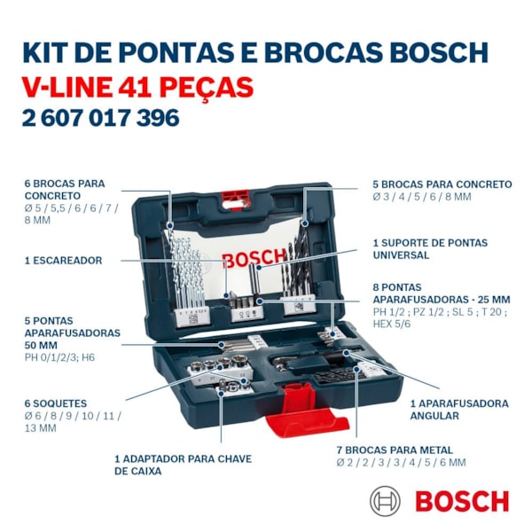 Kit de brocas e pontas 41 peças V-Line 2607017396 Bosch-5fafb221-ccc8-4d13-a6b3-75ac17f80d8f