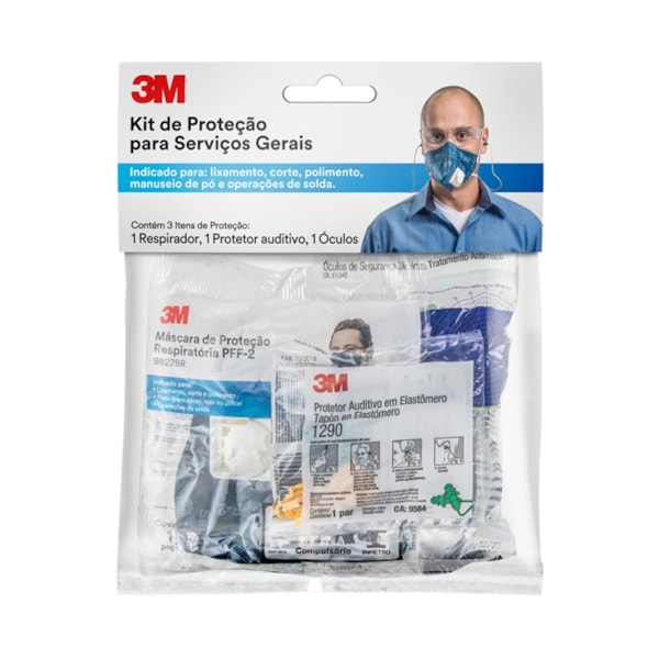Kit de proteção Com Máscara PFF2 - Óculos - Protetor Auditivo - 3M-74e64dab-ea12-4973-9157-ed9ad779bd17