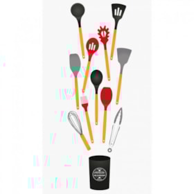 Kit de utensílios de cozinha de silicone 12 peças Cinza GH412 Globalmix 