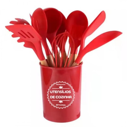 Kit de utensílios de cozinha de silicone 12 peças Vermelho GH413 Globalmix-9af858d5-3b62-4368-88db-d88a66886185