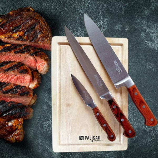 Kit Estojo Para Churrasco com Faca Tábua e Avental 8 Peças Inox  Palisad-26869b3e-9115-4f20-af03-5d37909b758d