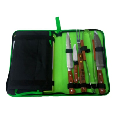 Kit Estojo Para Churrasco com Faca Tábua e Avental 8 Peças Inox  Palisad-e6203941-f62b-4136-acf0-8ea936009f53