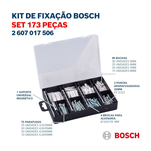 Kit Fixação Parafusos Buchas Bits e Brocas 173 peças 2607017506 Bosch-ebede83f-b8db-408c-8b52-a4e6a3e62dc8