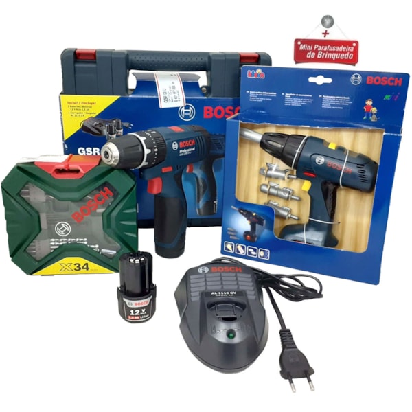 Kit Furadeira Parafusadeira GSB 1200-2-LI + Furadeira de Brinquedo A Cara Do Pai Bosch-e02c297c-b750-4067-b568-6654c1f6be80