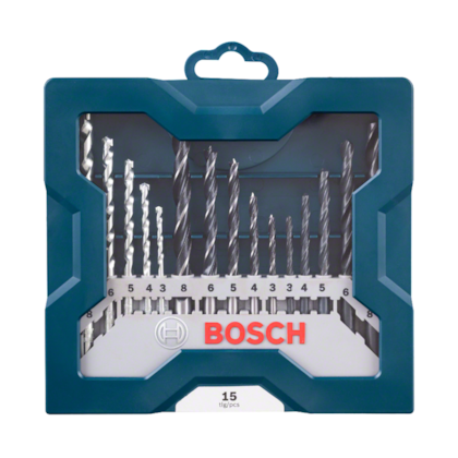 Kit Jogo de Brocas Metal Madeira Alvenaria 3 a 8mm 15 peças X-Line  2607017504 Bosch