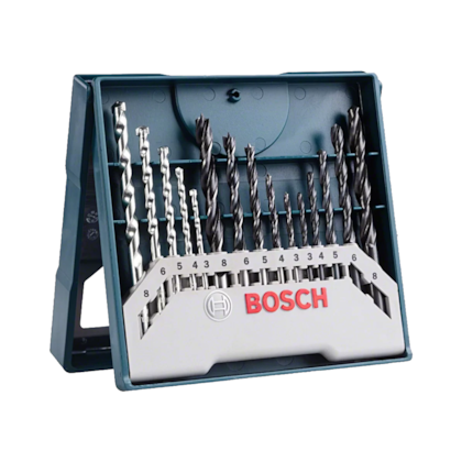 Kit Jogo de Brocas Metal Madeira Alvenaria 3 a 8mm 15 peças X-Line  2607017504 Bosch