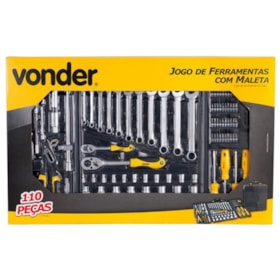 Kit Jogo Maleta de Ferramentas Profissional 110 peças em Cromo Vanádio - Vonder