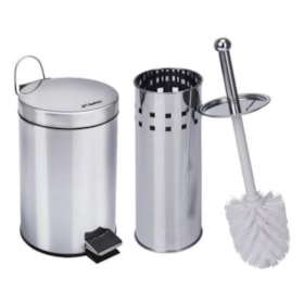 Kit Lixeira de Banheiro 5L e Escova Sanitária Aço inox GH112 Globalmix
