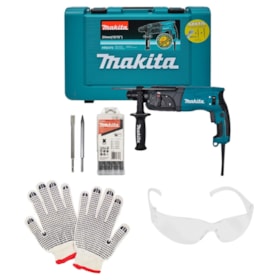 Kit Martelete Perfurador e Rompedor 220v 800W Sds Plus HR2470 Makita + 5 Brocas + Brindes