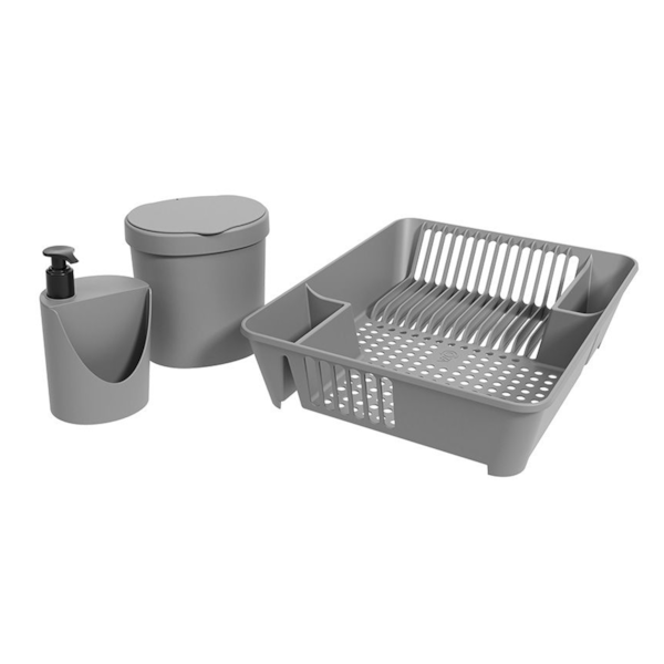 Kit Organizador de Pia Coza Basic Cinza Frio 3 Peças 1499-92f1530d-627f-4e00-8a8c-9a67a02ccb29