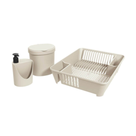 Kit Organizador de Pia Coza Basic Light Gray 3 Peças 1468