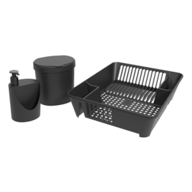 Kit Organizador de Pia Coza Basic Preto 3 Peças 1008