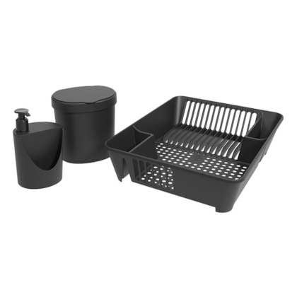 Kit Organizador de Pia Coza Basic Preto 3 Peças 1008