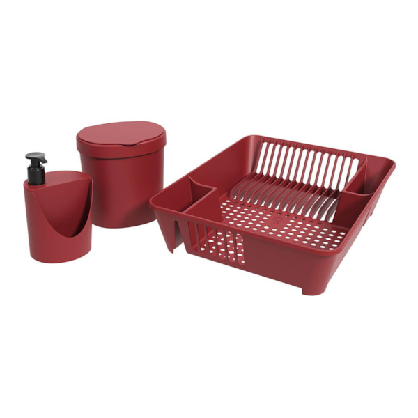 Kit Organizador de Pia Coza Basic Vermelho 3 Peças 1465-17b70ae3-b731-4901-852a-6d7fa3863cc7