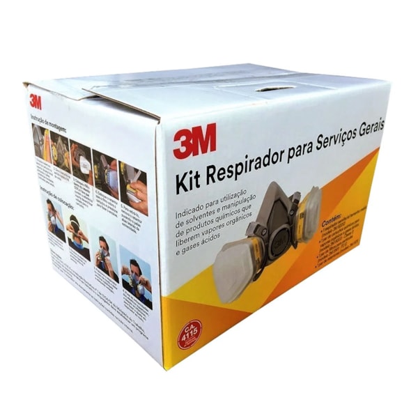 Kit Respirador 6200 Com Cartucho / Filtro e Retentor HB004643753 3M-1ba36c7e-16f5-4b54-b21c-88b2dde1c83c