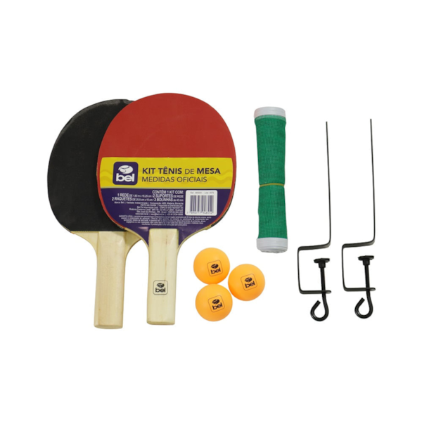 Kit Tênis de Mesa 2 Raquetes, 2 Suportes, 1 Rede e 3 Bolinhas n°40 485500 Bel Fix-f4fea3ba-b92b-4e21-876b-e45f037c3164