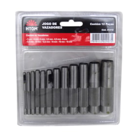 Kit Vazador Furador Perfurador Couro Borracha Papel 12 Pçs HTOM