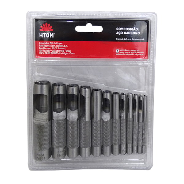 Kit Vazador Furador Perfurador Couro Borracha Papel 12 Pçs HTOM-5ad8cbba-46b2-4004-978e-ecd91d99299b