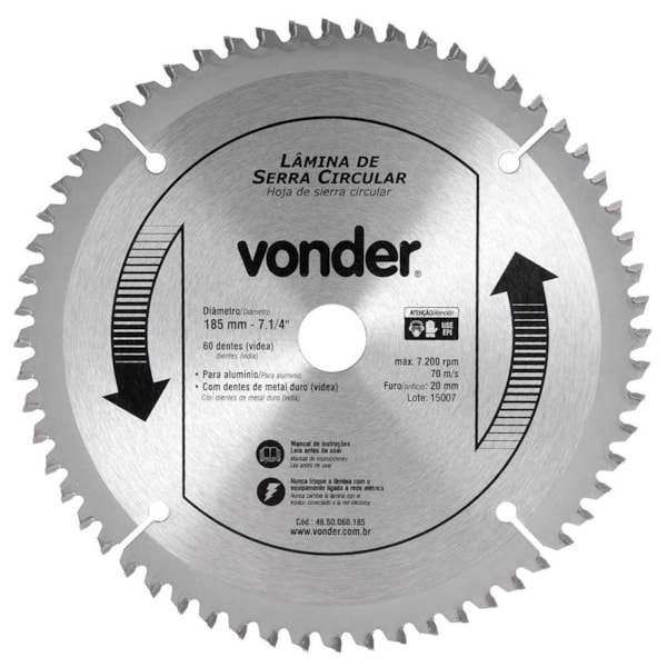 Lâmina de Serra Circ Videa 185mmx20 P/Alum 4650060185 VONDER-1da1be85-887c-4151-a969-58b47cd0abd6