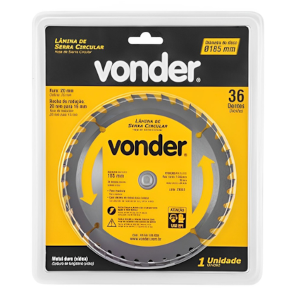Lâmina de Serra Circular 185x20mm Com 36 Dentes de Vídea 4650185036 Vonder-bb748c6b-a418-47ef-acc0-c0cfe496a15f
