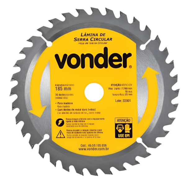 Lâmina de Serra Circular 185x20mm Com 36 Dentes de Vídea 4650185036 Vonder-f5c02890-a25a-4dae-8c93-f68dcefac1a4