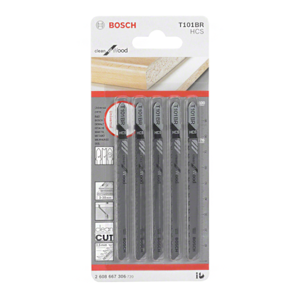 Lâminas de Serra Tico Tico Basic For Wood em HCS P/ Madeira 5pçs T101BR Bosch