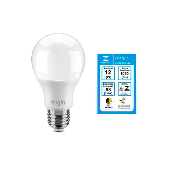 Lâmpada Branca LED Bulbo A60 Bivolt 6500K 12W Elgin-3361d4b2-1bd4-44d7-8443-b1acae4518e3