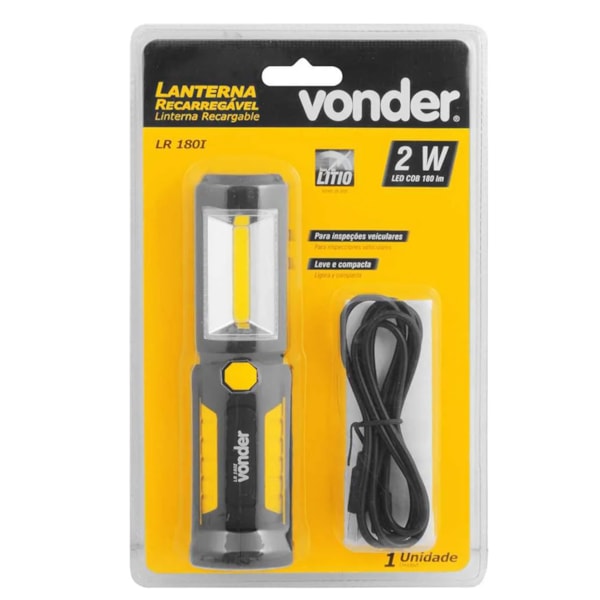 Lanterna Recarregável Inspeção 2W 3 LEDs LR180I 8075015180 VONDER-1b38e7ac-2c0b-438b-8235-adae8e85b67b