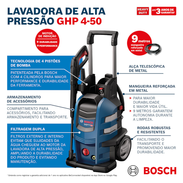 Lavadora de Alta Pressão 2500 PSI 2200W 220V GHP 4-50 Bosch -1b4ef7da-5fa6-414a-b79b-09cf4d0c6db0
