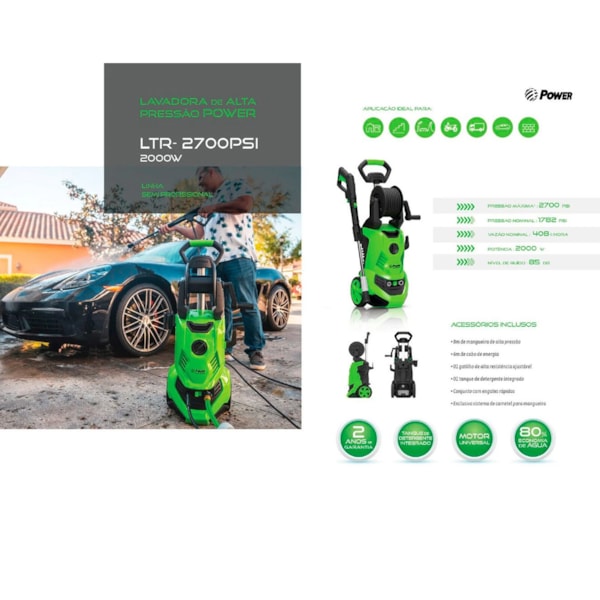 Lavadora de Alta Pressão 2700PSI 2000W Com Enrolador Power-838b3af3-93c8-467f-b6db-58d1ac729857