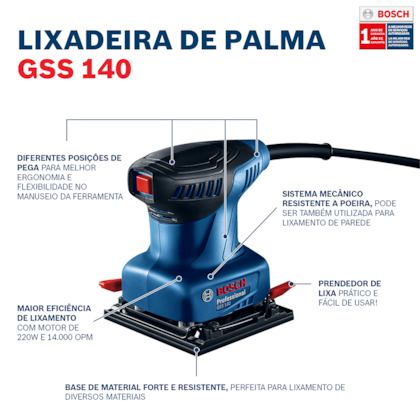Lixadeira Orbital de Palma com 3 Lixas GSS 140 220W Bosch-70a8dc9d-0b4d-4219-99e2-64615b8ec396