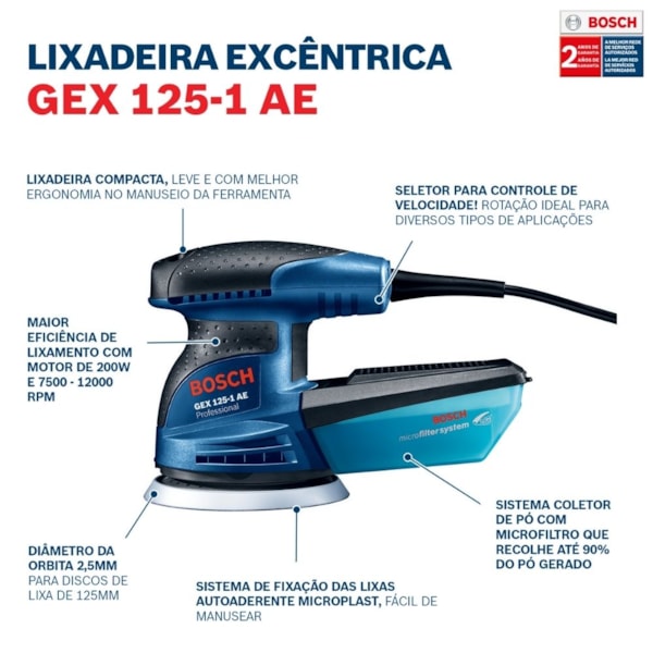 Lixadeira Orbital Excêntrica GEX 125-1 AE 250w Bosch-93a98f0b-1d3d-461c-8f51-199579e381ba
