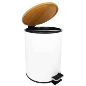 Lixeira Bambu Pedal Branca 5L 9442 Mimo Style