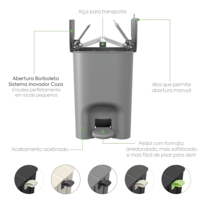 Lixeira Borboleta com Pedal 20LT Light Gray 106620468 Coza-be47b4c1-147a-447f-abe0-19ff5e455e24