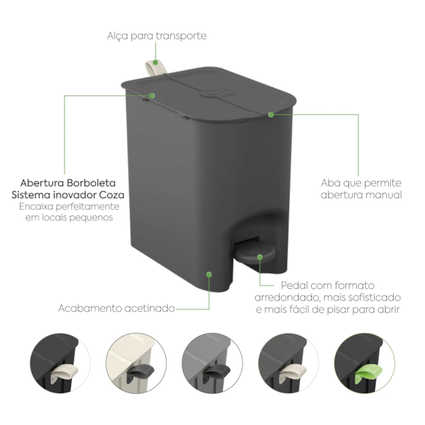 Lixeira borboleta com pedal 6LT preta 10660/0008 Coza-9cc1d271-5792-4b4f-8875-a24ccb872777