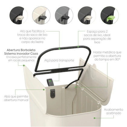 Lixeira Borboleta Pedal 10+10LT Cinza Frio 10663/0499 Coza-2016b43d-8320-4dea-b3c7-797864504f42