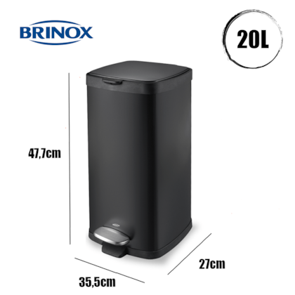 Lixeira com Pedal Balde Frame em Aço Carbono 20L Preto 3066/100 Brinox-b5c54ff0-6b4d-4613-b60e-3dbdfd7fe082