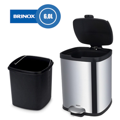 Lixeira com Pedal Balde Frame em Aço Carbono 6,0L Prata 3064/101 Brinox-0d7dcd83-9942-4980-a792-f0d3918f889a