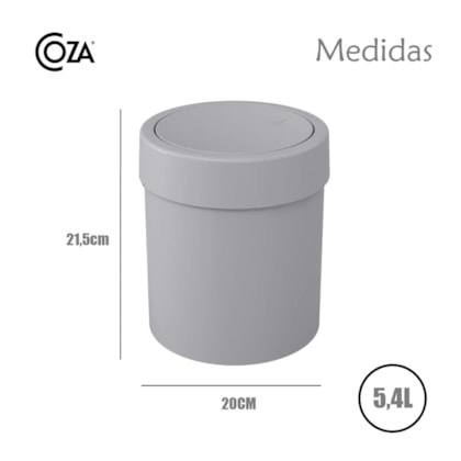 Lixeira com Tampa Basculante Basic 5,4L Cinza 10945/0499 Coza -428c271b-b112-49a2-af7b-197af4758c56