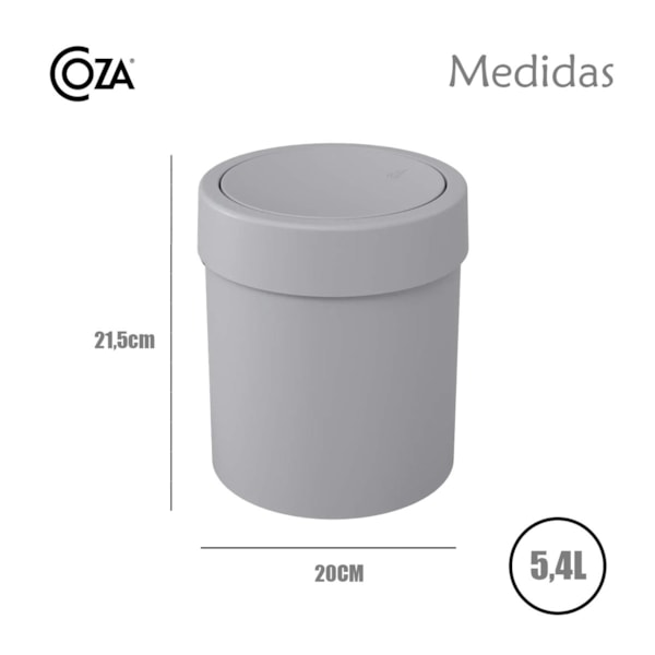 Lixeira com Tampa Basculante Basic 5,4L Cinza 10945/0499 Coza -95320b57-07d9-4ecd-9bb2-c04b3754940c