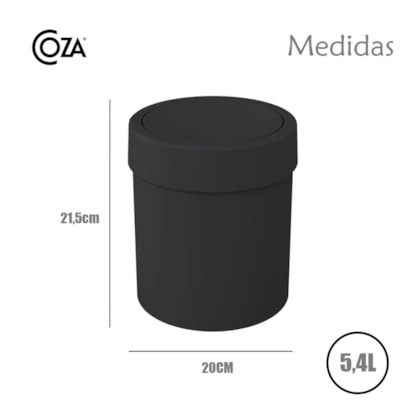 Lixeira com Tampa Basculante Basic 5,4L Preto 10945/0008 Coza-1465dab5-0019-4d67-85f9-9a829d587f80