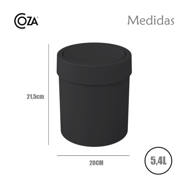 Lixeira com Tampa Basculante Basic 5,4L Preto 10945/0008 Coza-dc3b552f-9896-422d-8a97-26bc22fdb91d