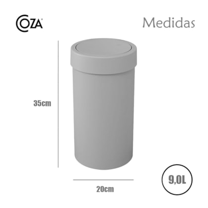 Lixeira com Tampa Basculante Basic 9,0L Cinza 10946/0499 Coza-00577c76-9665-4441-b40a-f0068f86178b