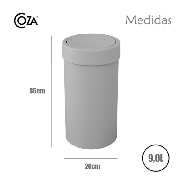 Lixeira com Tampa Basculante Basic 9,0L Cinza 10946/0499 Coza-c1c6a219-bb31-48f8-88ab-2814b5158945