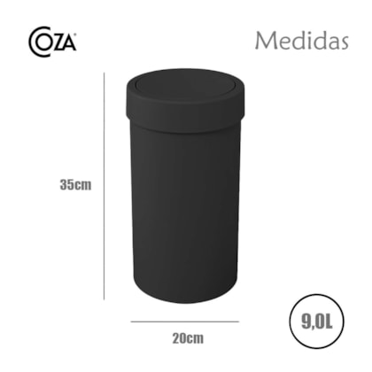 Lixeira com Tampa Basculante Basic 9,0L Preto 10946/0008 Coza-9f10f7a0-2e2b-4750-8b02-0fc26ad5bdc4