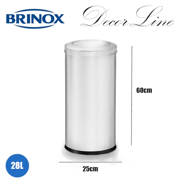 Lixeira com Tampa Basculante Decorline 25cm 28,0L Em Aço Inox 3032/204 Brinox-5c273086-ebf2-450a-b289-f31ddd5c9881